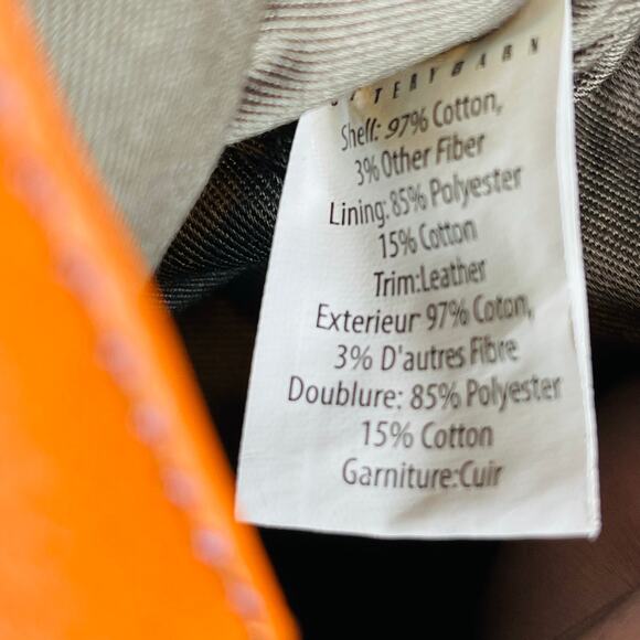 Pottery Barn Bradley Leather Canvas Messenger Laptop Bag Navy Orange - Picture 8 of 16